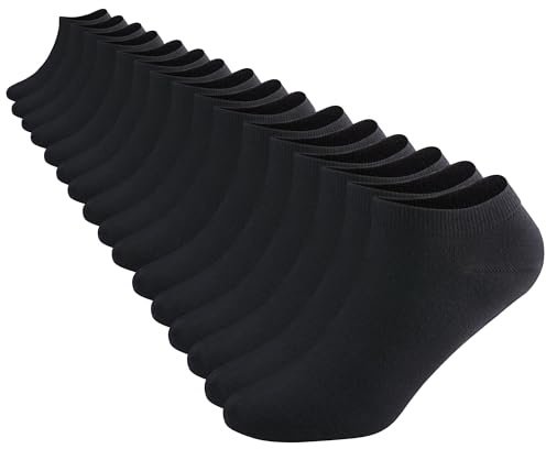 DarkCom 8 Pairs Ladies Trainer Socks, Ankle Sport Socks Women Mens, Short Stretchy Sneaker, Black 8-12