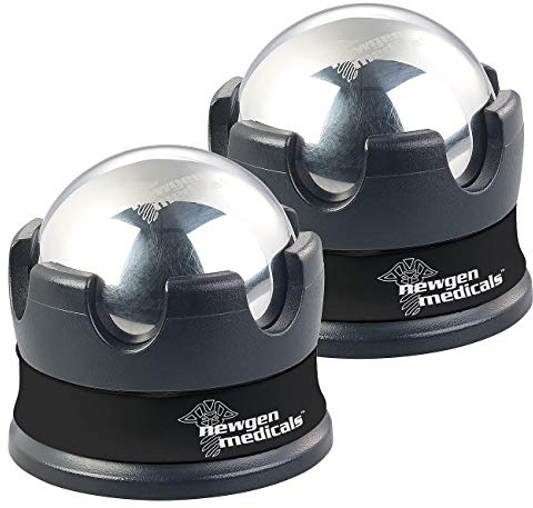 newgen medicals Massagekugeln Metall: 2er-Set kühlende Massage-Bälle aus Edelstahl (Massage-Roller, Ball zur Triggerpunkt, Fuss Massager)