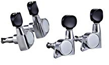 ORTEGA Ukulele Stimmmechaniken-Set, Die-Cast, schwarze Knöpfe, „entry level“, chrom (OTMUKSTD-CR)