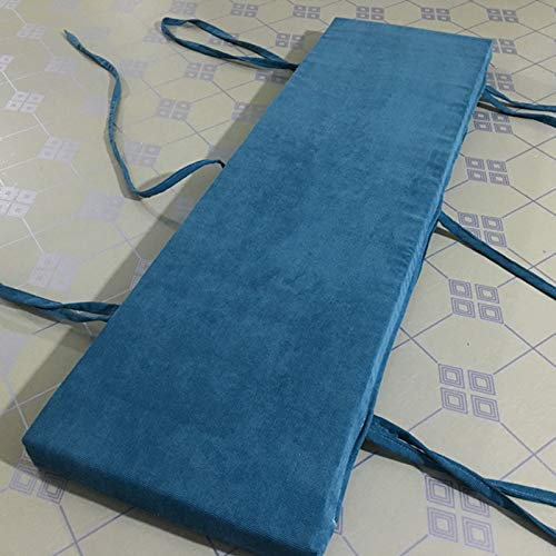 Bankkissen für drinnen und draußen, 3 cm / 5 cm, Samt, für 2- und 3-Sitzer, 100/120 cm, Bankkissen für Garten, Zuhause, Esszimmer (80 x 30 x 3 cm, blau)