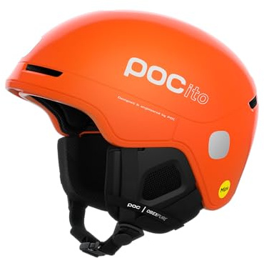 POC POCito Obex MIPS - Leichter und anpassbarer Ski- und Snowboardhelm für Kinder mit RECCO Reflektor, Fluorescent Orange, M-L (55-58cm)