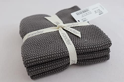 Sander Wischtuch Geschirrtuch Baumwolltuch Öko-Standart 3-er Set 25cm x 25cm Allstars Artikel 11890 Fb. 34 dunkelgrau 100% Baumwolle gestrickt