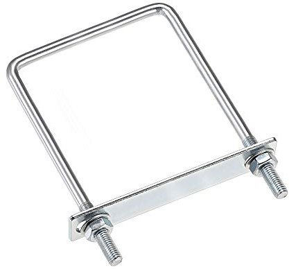 sourcing map 1 Stück M8 Vierkant U-Bolzen Quadratische Bügelbolzen Bügelschrauben 100mm Innenbreite 150mm Länge mit Mutternrahmen und Befestigungselementen, Kohlenstoffstahl