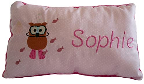 Momelie Rosa Schmusekissen * Kuschelkissen * Eule * mit Namen Bestickt * 17 x 29 cm * SK-pi_0013