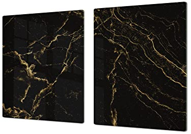 Unique Tempered Glass Kitchen Board – Impact & Scratch Resistant Cooktop Cover – Single: 80 x 52 cm; Double: 40 x 52 cm; DD32 Marbles 2 Series