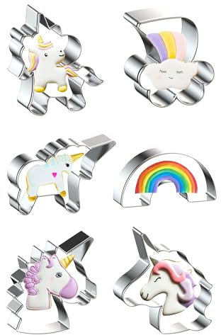 MASOP 6 Stück Ausstechformen Einhorn Set Geschenk für Kinder Regenbogen Deko Plätzchen Ausstecher Keksausstecher Edelstahl