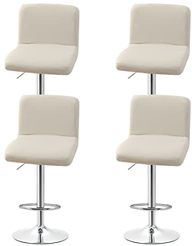 Levoberg - Juego de 4 fundas para taburete de bar con respaldo extensible, funda de silla de bar, cubierta para taburete alto de cocina, protector de silla de comedor giratoria, color beige