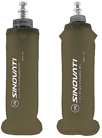SINOVATI® TPU Faltbare Trinkflaschen, Soft Flask, Wasserflasche BPA-Frei Sportflasche für Trinkrucksack, Fahrrad, Wandern,Joggen,Camping und Klettern (Dunkelgrau, 250ml + 500ml)