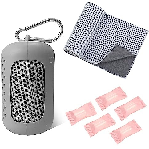 TAFACE Asciugamano Grigio Ad Asciugatura Rapida, 5 Compressi, Microfibra, Assorbente Leggero, Rinfrescante per Palestra, Spiaggia, Campeggio