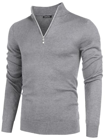 Aotoyou Pull à col roulé pour Homme Pulls Chaud Hiver Manches Longues Pull en Maille Uni Chandails Casual Slim Fit Gris L