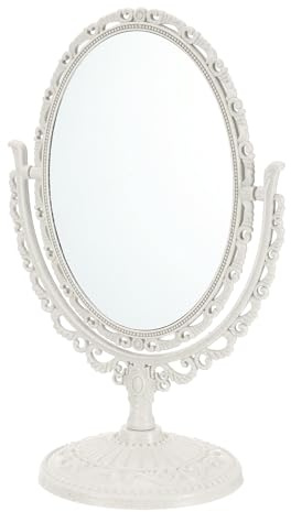 VOCOSTE Ovaler Schminkspiegel, drehbarer Tischspiegel für Frauen, Beige
