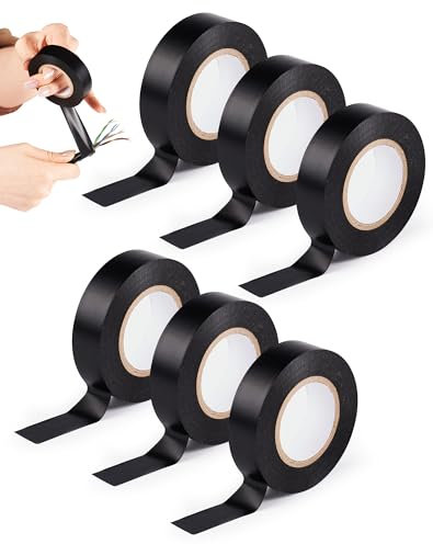 Cinta eléctrica, 6 unidades escocesas eléctricas, 18 mm x 20 m, cinta adhesiva aislante eléctrica de PVC impermeable para aislamiento, fijación de cables eléctricos hasta 600 V