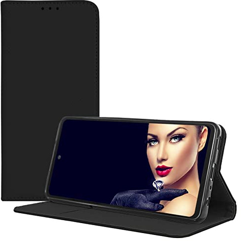 mtb more energy® Funda con tapa Smart Magnet compatible con Motorola Moto G84 5G – negro – estilo libro – Funda tipo cartera