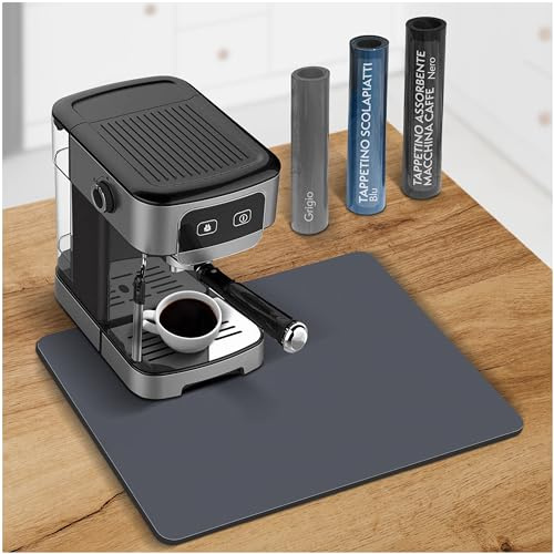 Creative Corner Saugfähige Küchenmatte aus Diatomee-Pulver, 40 x 50 cm, Kaffeemaschinen-Matte in Grau, saugfähige Abtropfmatte – Spülbeckenmatte für die Küche