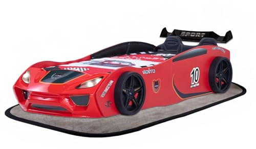 Coemo Vento Sport Autobett im Rennwagen-Design Kinderbett 90x200, Rot