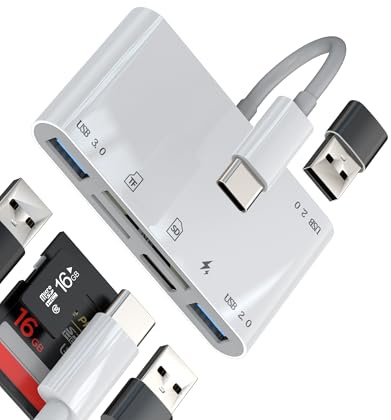 USB C-kortläsare USB-adapter (6 i 1) kamera SD-kortläsare OTG 3.0 High Speed anslutning Converter Micro SD/TF minneskortläsare MacBook Laptop Type-c Android HUB PC mobiltelefon tillbehör