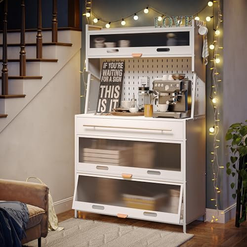 NETEL alacena de Cocina con encimera, Mueble Cocina almacenaje，Blanco, 100x42x168cm