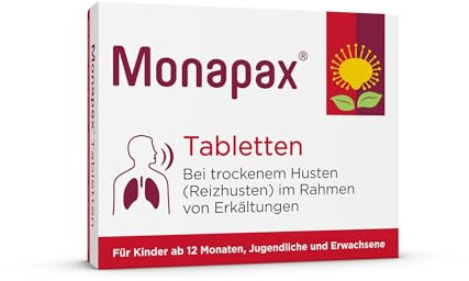 Monapax 40 Tabletten | Arzneimittel | Hustenstiller bei trockenem Husten (Reizhusten) im Rahmen von Erkältungen | rein natürliche Wirkstoffe