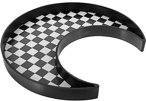 ANDRESLAD Ablagefach mit Schachbrettmuster für Lippenstift Schmuck schwarze Mondform multifunktionale Schreibtisch-Organizer-Platte