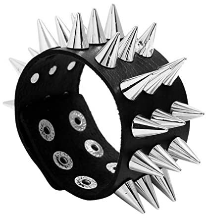 Pulsera de cuero punk con tachuelas para hombres y mujeres, estilo moderno