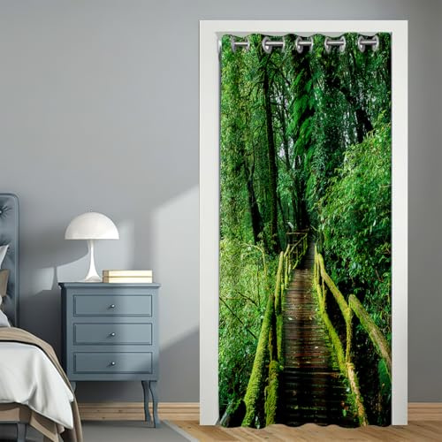 DOTBUY-SHOP Tenda per Porta Arte Moderna Interni Tende Oscuranti in Poliestere Tenda Divisoria per Interni Adatte per Finestra Cucina Ristorante Porta Corridoio (80x180cm,Bosco)