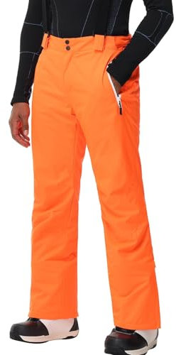 SnowElve Men's Insulated Snow Pants Waterproof Ski Pant for Winter Hiking Bottom Leg Zipper Outdoor Pants Zipper Pockets(YSB-K03,Orange,M)