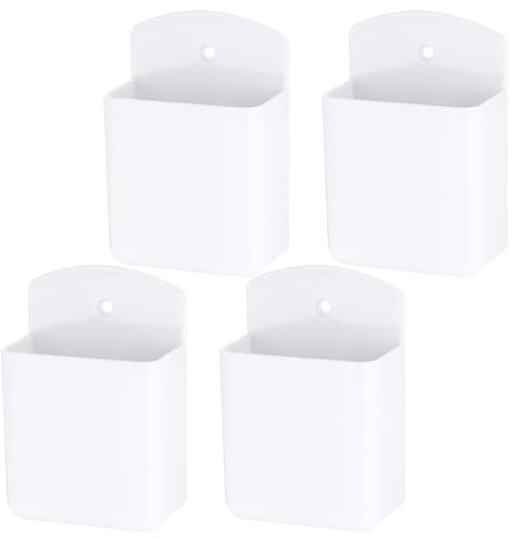 JIANTA 4 Stück Fernbedienung Halterung Fernbedienung Aufbewahrung | Wandhalterung Fernbedienung Halter selbstklebend für Controller, Organizer Box für Wand, Stifthalter weiß für Bürste, Stifte