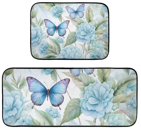 Mnsruu Blaue Hortensien, Blume, Schmetterling, Aquarell