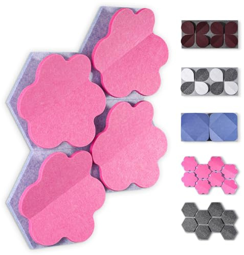 DOLLAR BOSS Paneles acústicos para pared, 8 unidades de 12 x 12 pulgadas, paneles insonorizados para pared, panel decorativo de doble capa absorbente de sonido para paredes para estudio de grabación