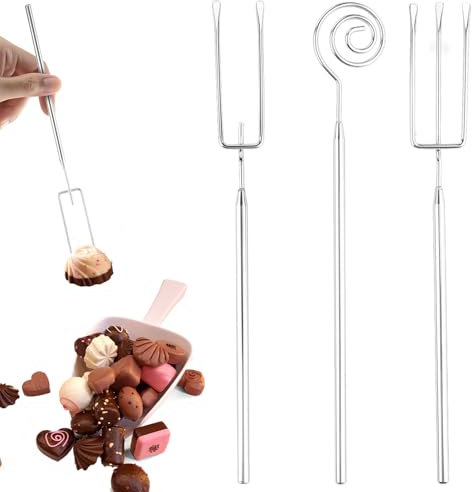 YCHYAN 3 Pezzi Forchetta al Cioccolato, Forchette per Fonduta in Acciaio Inossidabile, Forchette per Cioccolato in Acciaio Inossidabile, Fudge, Praline e Tartufi, Lavabile in Lavastoviglie