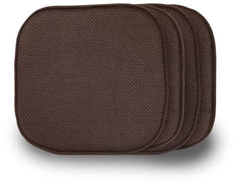 BESCH Cojines de Espuma Viscoelástica Cuadrada para Sillas 41x41cm + 3cm Grosor con Base Antideslizante Super Suave - Cojín de Asiento Cómoda, Ideal para Decoración de Hogar, Trabajo, Terraza (Marrón)