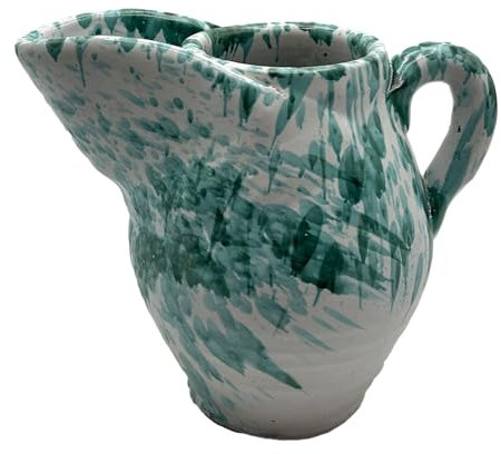 Brocca in Terracotta Gocciolata Verde Ramina con Beccuccio – Artigianato Made in Italy Dimensione 19x19 2801251510