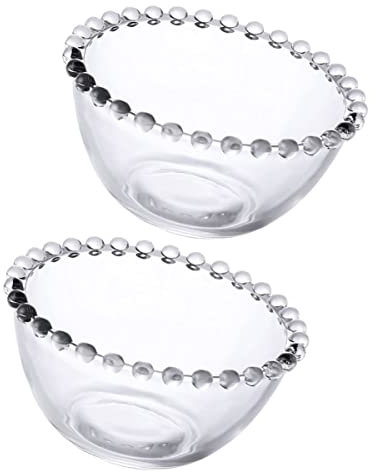 KICHOUSE Bols en Verre Transparent 11.7 Cm Lot de 2 pour Dessert et Salade Adaptés aux Repas Quotidiens et Buffets