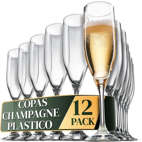 ActivoTex Copas Vino Irrompibles Pack 12 uds, Copas de Vino Plastico Transparentes y Reutilizables - Copas Champan Plastico ultraresistentes, Elegantes para Fiestas y cualquier ocasión especial