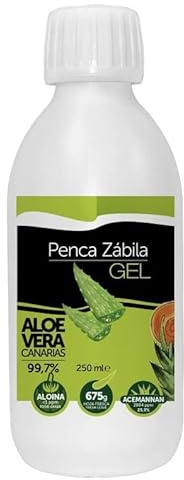 Penca Zábila Gel Aloe Vera 99,7% puro canario, hidratante, ecológico (250 ml)