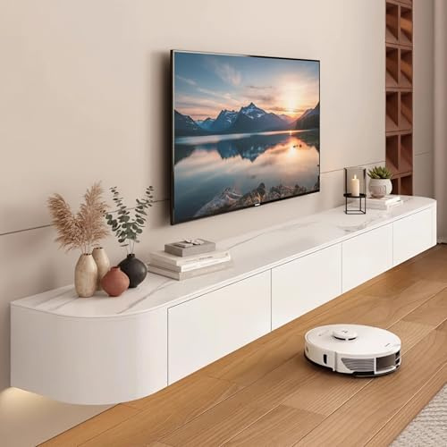 YINXSLO Tv Lowboard Hängend mit Schublade für Wohnzimmer | Modern Tv Board Hängend, Kiefernholz Tv Schrank mit Großzügigem Stauraum für Wohnzimmer und Schlafzimmer