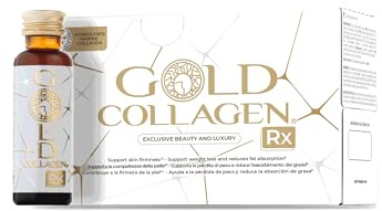 GOLD COLLAGEN RX – Integratore Liquido Collagene Marino con Acido Ialuronico, Vitamina C, E, B6, Biotina Capelli Pelle Unghie – Controllo e Perdita Peso, Antirughe e Antiossidante, 1 Pack 10x50ml