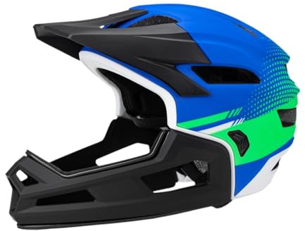 predolo Caschi a 360° da Ciclismo, Casco Integrale da Bici con Mentoniera Staccabile, 56 Cm-62 Cm Circonferenza della Testa Regolabile, Casco da Bicicletta per Pattinaggio E Ciclismo, Verde Blu