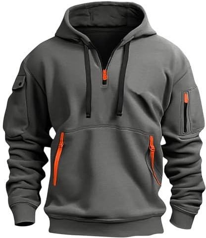 BOLUOBAO Zipper Hoodie Herren Sweatshirt mit Reißverschluss Pullover Langarm mit Taschen Warm Kapuzenjacke Kapuzenpullover