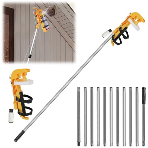 Sprühdosen Verlängerung Adapter, Wespenspray Verlängerung Adapter, Sprühdosenhalter mit 3.6m Teleskopstange, Einstellbarer Winkel Sprühstange Für Wespenschaum, Wespengift, Fensterreinigung (Gelb)