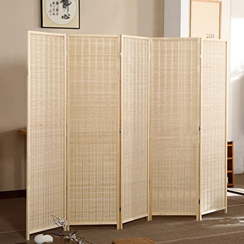 Paravento pieghevole in bambù a 5 pannelli, separatore indipendente per una maggiore privacy in camera da letto, ufficio o bagno