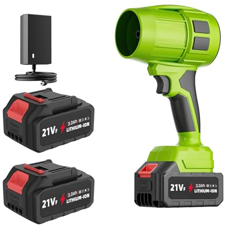 Souffleur de Feuilles sans Fil, Souffleur Batterie avec 3,0 Ah Batteries x2, 33000 TR/Min, Souffleur Turbo sans Fil pour Feuilles, Neige et poussière (3,0 Ah Batteries*2)