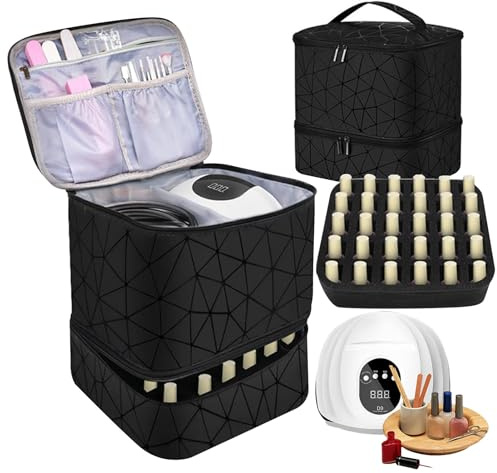 Estuche organizador de esmalte de uñas,organizadora de esmalte de uñas,Estuche de transporte con soporte para de de 2 capas con estuche para secador de | Tiene capacidad para