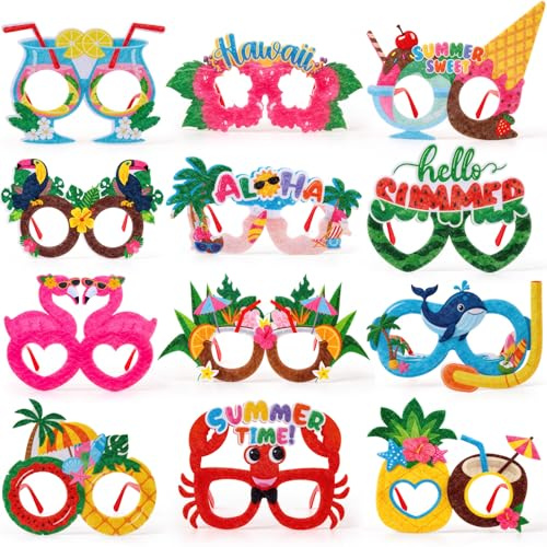 vamei Occhiali Festa Tema Hawaii, Estiva Occhiali Carnevale Divertenti Gadget Compleanno Regalini Fine Festa Compleanno, Gadget Bambini Bambina Accessori per Foto Natale Carnevale