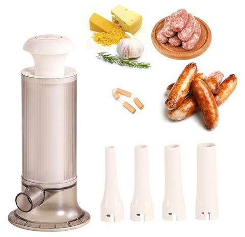 Remplisseur de saucisses en acier inoxydable - Kit de remplissage manuel avec approches - Machine à saucisses manuelle pour et viande - Kit de machines à saucisses robustes pour la maison et la