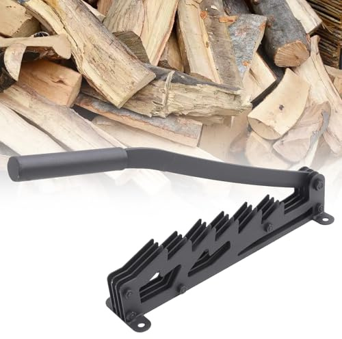 Manual Wall Mounted Wood Splitter, Long-lasting Carbon Steel Hand Log Splitter, Replaceable Extended Handle, Ergonomic Grip for Outdoor Camping