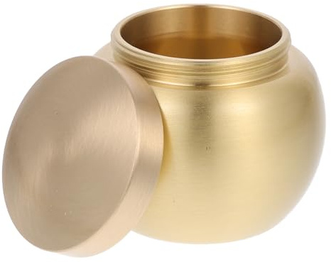VINTORKY Mini Copper Pet Ashes Urn Sealed Metal Cremation Casket Small round Storage Jar for Human and Pet Memorials
