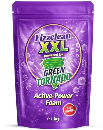 Fizzclean XXL by Green Tornado | WC-Schaumreiniger gegen Urinstein & Kalk | Toilettenreiniger Schaum | WC-Reiniger Tabs Alternative | 1 kg Pulver Doypack