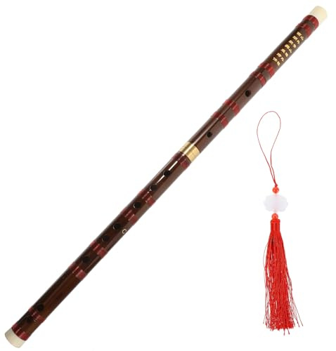 GETAJGHSD Flauta Tradicional de Bambú Dizi C Tono, Instrumento Musical Profesional Ligero y Cómodo para Principiantes Nudo Chino y Diafragmas Incluidos