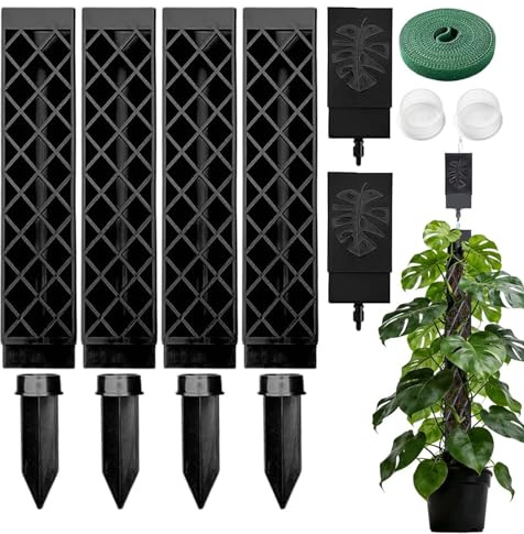 NANASUGUR Moosstab für Monstera Rankhilfe Zimmerpflanzen, 4 Stück Moosstab Selbstbewässerung Erweiterbar mit Gießhilfe und Kabelbinder für Gartenbepflanzung Efeutute Pflanzenunterstützung